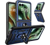 Coque Motorola Razr 60 Ultra - Protection Militaire Anti-Chocs Et Anti-Rayures, Double Couche Tpu+Pc, Support Anneau 360° Magnétique Et Cache Caméra Coulissant, Bleu