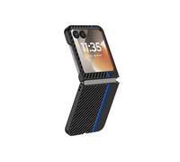 Coque pour Motorola Razr 70 Effet Fibres de Carbone Protection Rigide Bleu