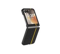 Coque pour Motorola Razr 70 Effet Fibres de Carbone Protection Rigide Noir / Jaune