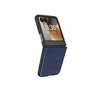 Coque Motorola Razr 70 Rigide Effet Cuir Croco Ecran Externe Dégagé Bleu