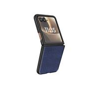 Coque pour Motorola Razr 70 Ultra Effet Cuir Croco avec Écran Externe Dégagé Bleu