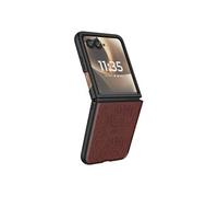 Coque pour Razr 70 Ultra Effet Cuir Croco avec Écran Externe Dégagé, Marron