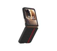 Coque pour Motorola Razr 70 Ultra Effet Fibres de Carbone Protection Rigide Noir / Rouge