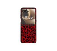 Coque Léopard pour Motorola Razr 70 Ultra Protection Pliable Bimatière Rouge