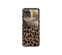 Coque Léopard pour Motorola Razr 70 Ultra Protection Pliable Bimatière Marron foncé