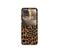 Coque Léopard pour Motorola Razr 70 Ultra et Razr 60 Ultra Protection Pliable Bimatière Marron clair