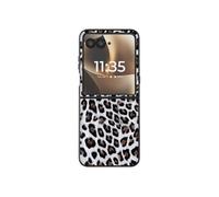 Coque Léopard pour Motorola Razr 70 Ultra et Razr 60 Ultra Protection Pliable Bimatière Blanc
