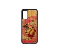 Coque no prob lama Samsung S20 en bois silicone 4G texte original gel llama bande dessinée humour rose cartoon probllama etui galaxy