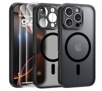 Coque Noir Magnétique pour iPhone 16 Pro Max + 2 Verre Trempé, Compatible avec MagSafe, Protection caméra , Antichoc - HQSELECTION®