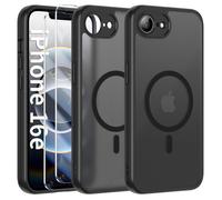 Coque Noir Magnétique Pour Iphone 16e/Se4 2025 + 2 Verre Trempé, Compatible Avec Magsafe, Protection Caméra , Antichoc - Hqselection®