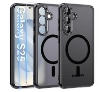 Coque Noir Magnétique Pour Samsung Galaxy S25 Et 2 Verre Trempé, Compatible Avec Magsafe, Protection Caméra ,Antichoc - Hqselection®