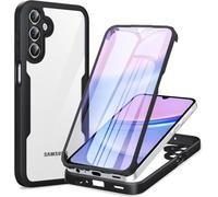 Coque Noir Pour Samsung Galaxy A15 4g/5g Avec Protection D'écran, 360 Integrale Antichoc Rigide Pc/Souple Tpu Gel Silicone - Hqselection®