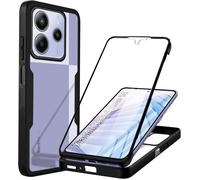 Coque Noir pour Xiaomi Redmi Note 14 5G avec Protection D'écran, 360 integrale Antichoc Rigide PC/Souple TPU Gel Silicone.