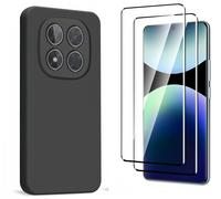 Coque Noir Pour Xiaomi Redmi Note 14 Pro Plus 5g Et 2 Vitres Verre Trempés Protection,Coque Silicone Anti-Chocs - Hqselection®
