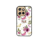 Coque noire pour Edge 50 NEO avec motif fleur et papillon
