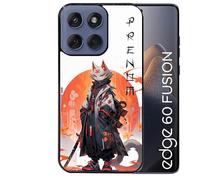 Coque Noire pour Edge 60 et 60 Fusion Motif Anime Chat Japan personnalisee