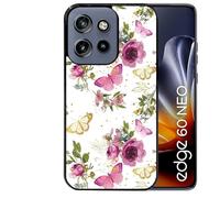 Coque Noire pour Edge 60 Neo et 50 Neo Fleur et Papillon