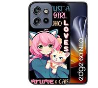 Coque Noire pour Edge 60 Neo et 50 Neo Motif Anime et Chat