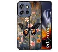 Coque Noire pour Edge 60 Neo et 50 Neo Motif Bois et Papillon 2