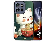 Coque Noire pour Edge 60 Neo et 50 Neo Motif Chat Ramen Nuage