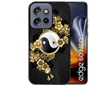Coque Noire pour Edge 60 Neo et 50 Neo Motif Yin Yang et Fleur