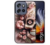 Coque noire pour EDGE 60 NEO et 50 NEO tete de mort calavera rose