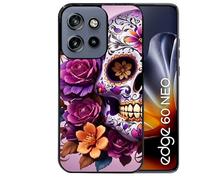 Coque Noire pour Edge 60 Neo et 50 Neo Tete de Mort Calavera Violette