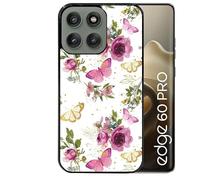 Coque Noire pour Edge 60 Pro Fleur et Papillon