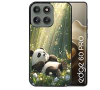 Coque Noire pour Edge 60 Pro Motif Panda Bambou