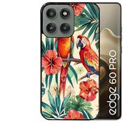 Coque Noire pour Edge 60 Pro Perroquet et Fleurs