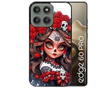 Coque Noire pour Edge 60 Pro Tete de Mort Calavera Rouge