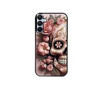 Coque noire pour Galaxy A16 4G et 5G avec motif tete de mort calavera rose