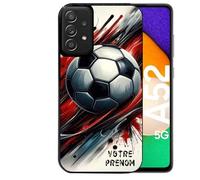 Coque noire pour Galaxy A52 et A52S motif ballon foot avec prenom