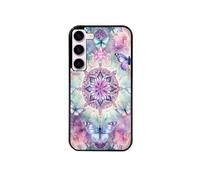 Coque noire pour Galaxy S24 avec motif papillon mandala