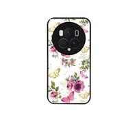 Coque noire pour Magic 6 PRO avec motif fleur et papillon