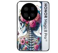 Coque noire pour MAGIC 8 PRO tete de mort calavera papillon