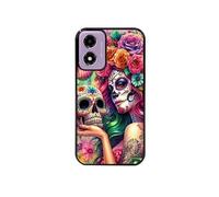 Coque noire pour Moto E14 avec motif tete de mort calavera skull