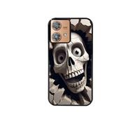 Coque noire pour Moto EDGE 40 NEO avec motif tete de mort smile
