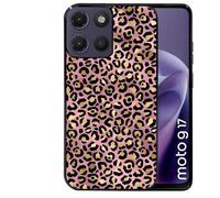 Coque noire pour MOTO G17 et G17 POWER leopard rose