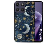 Coque noire pour MOTO G17 et G17 POWER lune et etoile