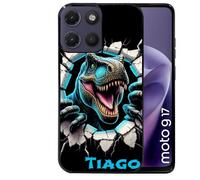Coque noire pour MOTO G17 et G17 POWER motif dino T Rex personnalisee