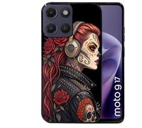 Coque noire pour MOTO G17 et G17 POWER motif tete de mort rock