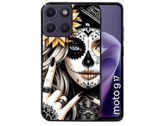 Coque noire pour MOTO G17 et G17 POWER tete de mort tatoo