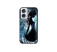 Coque noire pour Moto G24 avec motif fee et plume