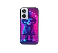 Coque noire pour Moto G24 avec motif tete de mort skull fluo