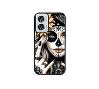 Coque noire pour Moto G24 avec motif tete de mort tatoo