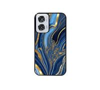 Coque noire pour Moto G35 avec motif marbre bleu agathe