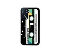 Coque noire pour Oppo A16 et A16S personnalisable avec motif cassette vintage