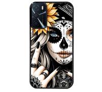 Coque Noire Pour Oppo A16 Et A16s Tete De Mort Tatoo