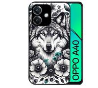 Coque Noire Pour Oppo A40 Loup Et Fleur